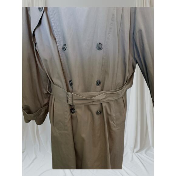 London Fog Men’s Trench Coat 44 Regular insulate Lined, Belted, Khaki Raincoat - Picture 5 of 12